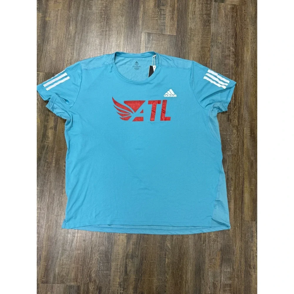 Adidas Aeroready ATL Graphic T-Shirt‎ Light Blue Red IC7625 Mens 3XL NEW